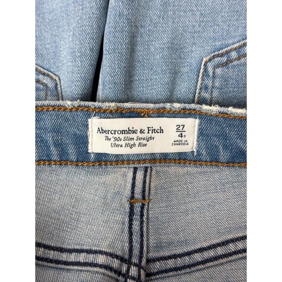 Abercrombie & Fitch Jeans 27 / 4 Womens 90s Slim Straight Cross Button Denim - Picture 6 of 7